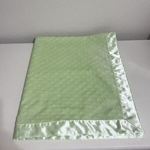 Carter's Just One Year Green Minky Dot Baby Blanket Satin Trim Back Lovey
